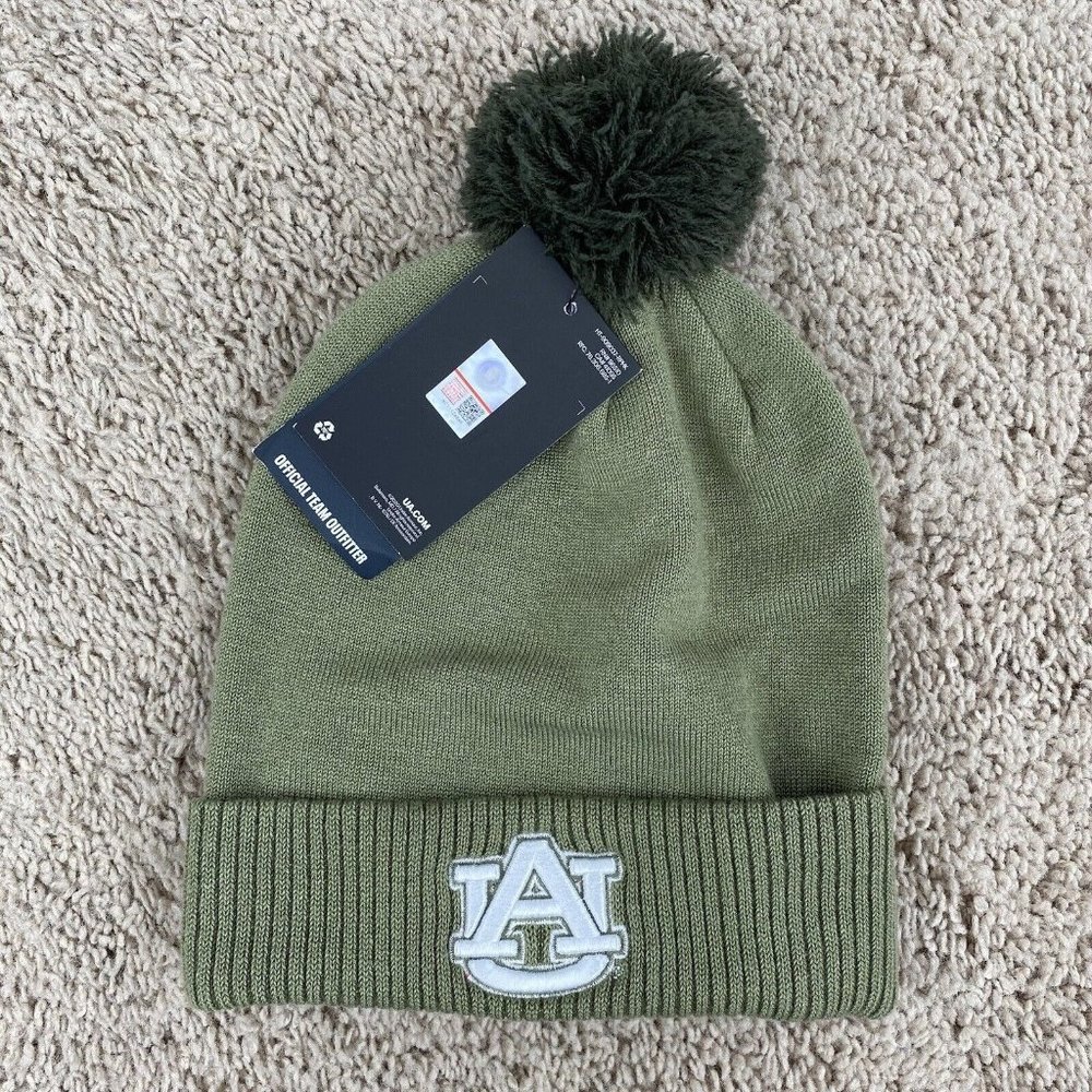 Under Armour Auburn Tigers Beanie Green Freedom Collection‎ Cuffed Knit Pom Hat